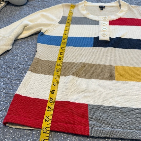 Rafella Sweater Colorblock Striped Casual Classic Chic 3/4 Sleeve Nautical Sz XL - Picture 8 of 11